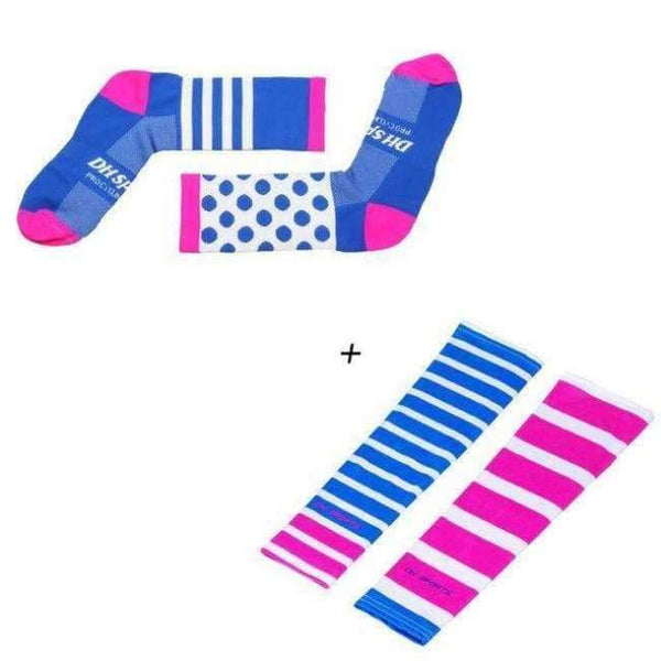 Planet Gates DH13-3 / Free Size Cycling Socks with Arm Sleeves Men Women Bike Sport Sock Arm Warmer Outdoor Compression Socks Bicycle Accessories
