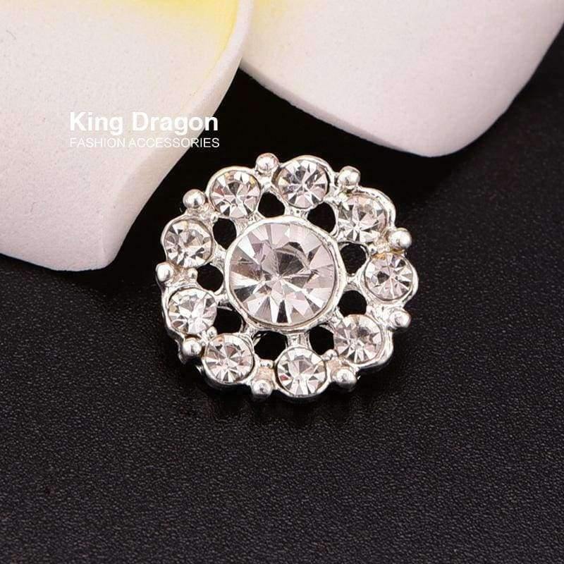 Planet Gates Diamante Button Crystal Rhinestone Button Sew On Flower Center 15MM 20pcs/lot Shank Back Silver Color KD94