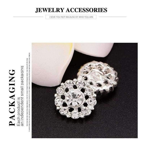 Planet Gates Diamante Button Crystal Rhinestone Button Sew On Flower Center 15MM 20pcs/lot Shank Back Silver Color KD94