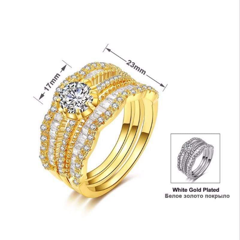 Planet Gates Diamond ring gold rings Zircon two-color treasure Rose golden jade crystal plated 925 silver plated 18k gold three-piece B923