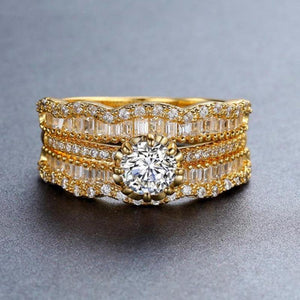 Planet Gates Diamond ring gold rings Zircon two-color treasure Rose golden jade crystal plated 925 silver plated 18k gold three-piece B923