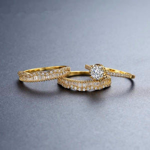 Planet Gates Diamond ring gold rings Zircon two-color treasure Rose golden jade crystal plated 925 silver plated 18k gold three-piece B923