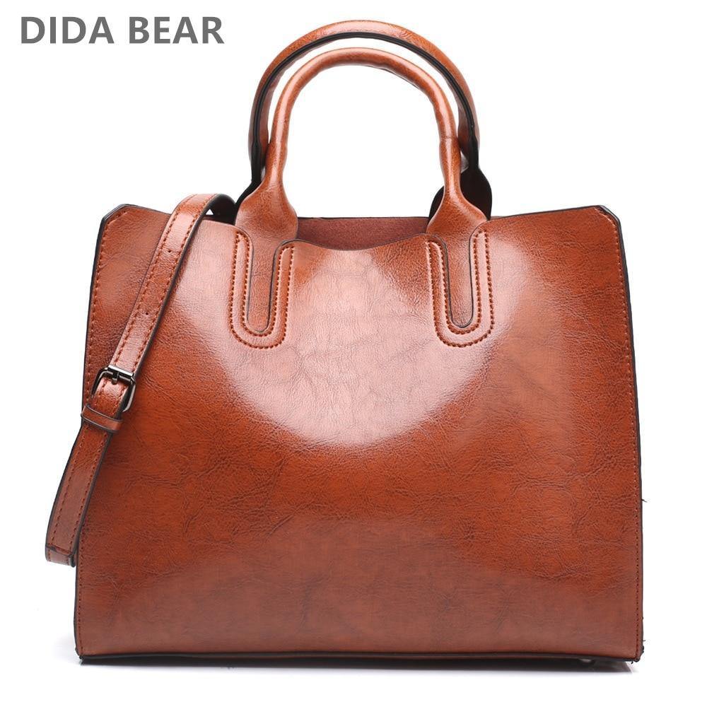 Planet Gates DIDA BEAR Women Leather Bags Vintage Handbag Casual Female Bag High Quality Trunk Tote Ladies Shoulder Bag Large Messenger bag