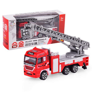 Planet Gates Die-cast Alloy Fire Truck Toys Set Simulation Fire Sandbox Game Rescue Car Tower Vehicles Kids Educational Best Birthday Gifts