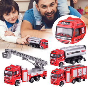 Planet Gates Die-cast Alloy Fire Truck Toys Set Simulation Fire Sandbox Game Rescue Car Tower Vehicles Kids Educational Best Birthday Gifts