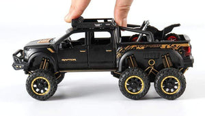 Planet Gates Diecast 1:24 Alloy Car Model Ford F150 Beast Raptor Off-Road Big Size Wheel Metal Vehicle Pull Back Gifts for Children Boys Toys