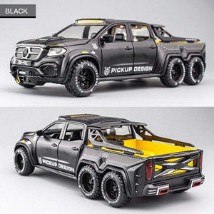 Planet Gates Diecast 1:28 Big Almost Real Car Model pick-up truck sound flashing machinery pull back wheels metal Alloy toy car for kids gift