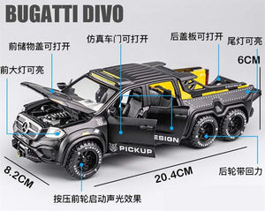 Planet Gates Diecast 1:28 Big Almost Real Car Model pick-up truck sound flashing machinery pull back wheels metal Alloy toy car for kids gift