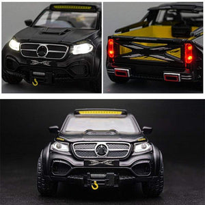 Planet Gates Diecast 1:28 Big Almost Real Car Model pick-up truck sound flashing machinery pull back wheels metal Alloy toy car for kids gift