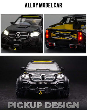 Planet Gates Diecast 1:28 Big Almost Real Car Model pick-up truck sound flashing machinery pull back wheels metal Alloy toy car for kids gift