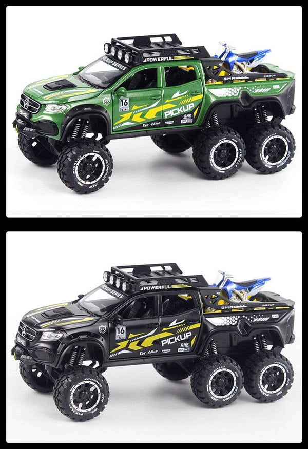 Planet Gates Diecast 1:28 Big Almost Real Car Model pick-up truck sound flashing machinery pull back wheels metal Alloy toy car for kids gift