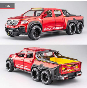 Planet Gates Diecast 1:28 Big Almost Real Car Model pick-up truck sound flashing machinery pull back wheels metal Alloy toy car for kids gift