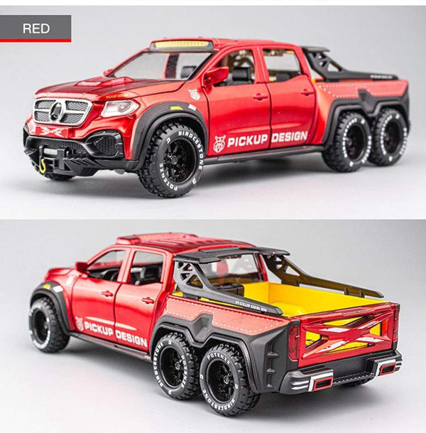 Planet Gates Diecast 1:28 Big Almost Real Car Model pick-up truck sound flashing machinery pull back wheels metal Alloy toy car for kids gift