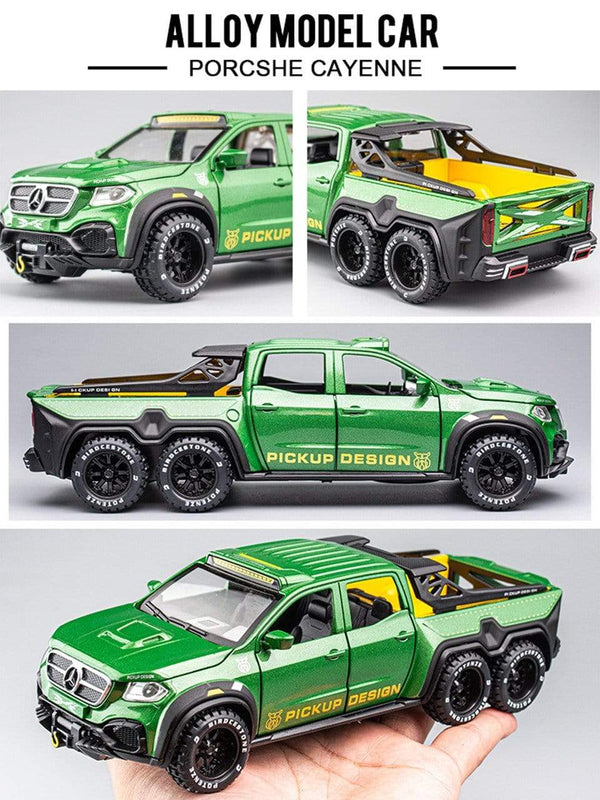 Planet Gates Diecast 1:28 Big Almost Real Car Model pick-up truck sound flashing machinery pull back wheels metal Alloy toy car for kids gift