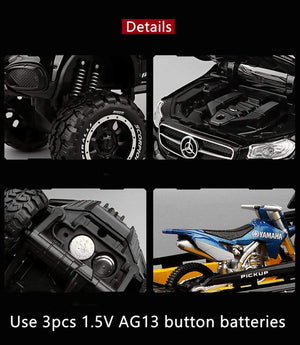 Planet Gates Diecast 1:28 Big Almost Real Car Model pick-up truck sound flashing machinery pull back wheels metal Alloy toy car for kids gift