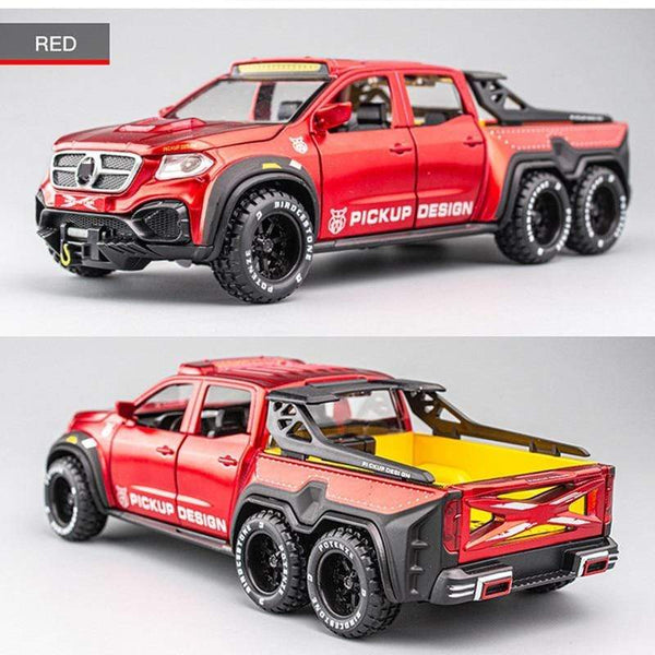 Planet Gates Diecast 1:28 Big Almost Real Car Model pick-up truck sound flashing machinery pull back wheels metal Alloy toy car for kids gift