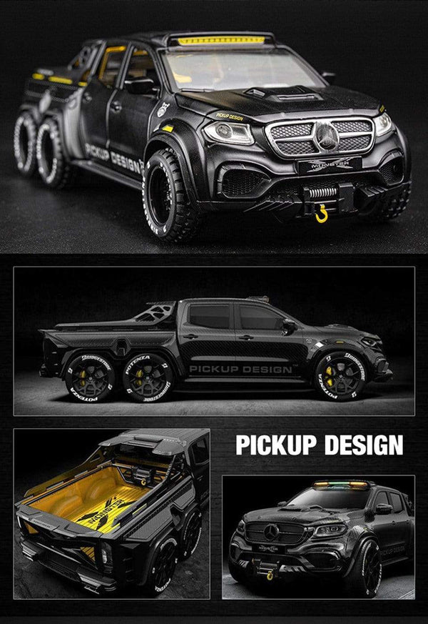 Planet Gates Diecast 1:28 Big Almost Real Car Model pick-up truck sound flashing machinery pull back wheels metal Alloy toy car for kids gift