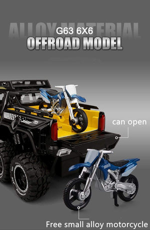 Planet Gates Diecast 1:28 Big Almost Real Car Model pick-up truck sound flashing machinery pull back wheels metal Alloy toy car for kids gift