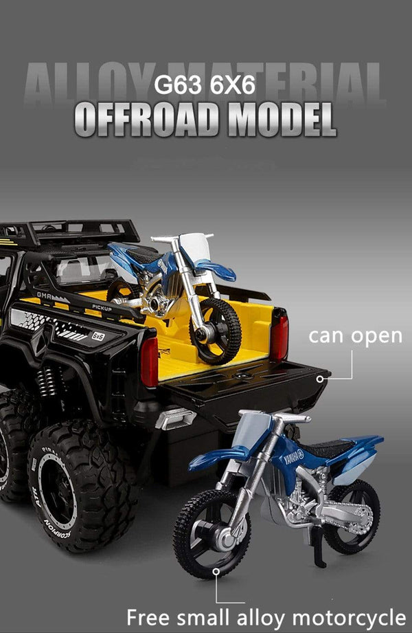 Planet Gates Diecast 1:28 Big Almost Real Car Model pick-up truck sound flashing machinery pull back wheels metal Alloy toy car for kids gift