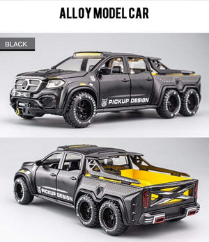 Planet Gates Diecast 1:28 Big Almost Real Car Model pick-up truck sound flashing machinery pull back wheels metal Alloy toy car for kids gift