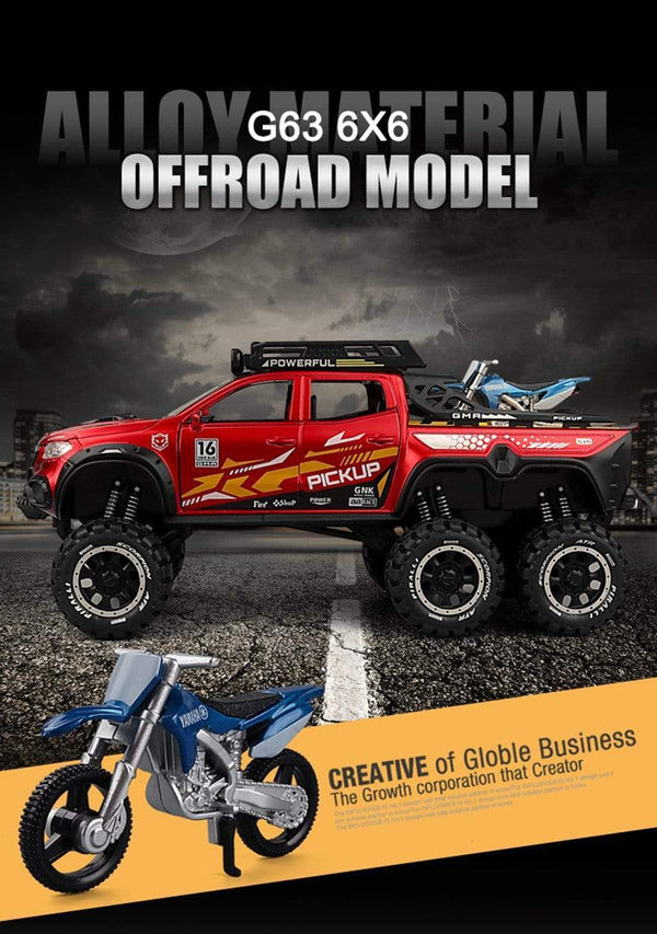 Planet Gates Diecast 1:28 Big Almost Real Car Model pick-up truck sound flashing machinery pull back wheels metal Alloy toy car for kids gift