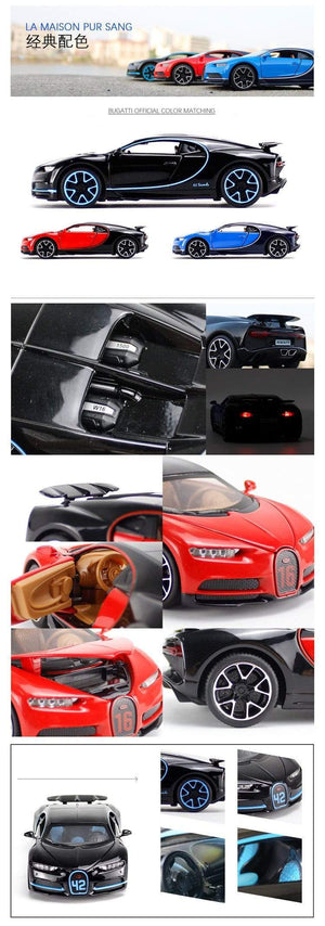 Planet Gates Diecast 1:32 Alloy Model Car Bugatti CHIRON Supercar Pull Back Metal Vehicle Collection Miniature Gifts for Children Boy's Toys