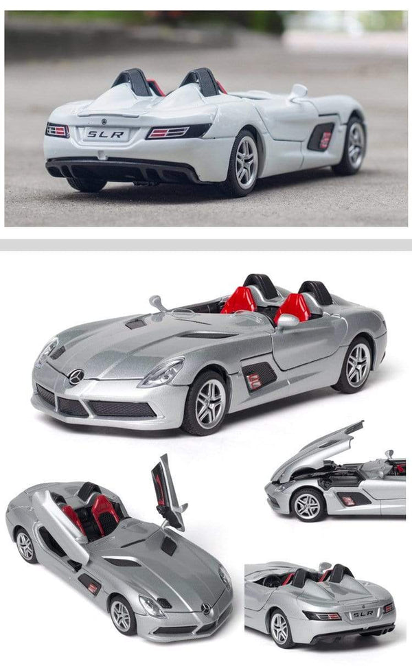 Planet Gates Diecast 1:32 Toy Car Mercedes Benz SLR Roadster Alloy Model Miniature Metal Vehicle Collection for Children Christmas Gifts Boys