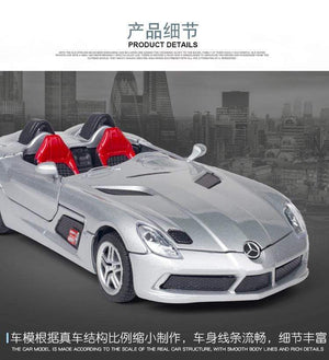 Planet Gates Diecast 1:32 Toy Car Mercedes Benz SLR Roadster Alloy Model Miniature Metal Vehicle Collection for Children Christmas Gifts Boys