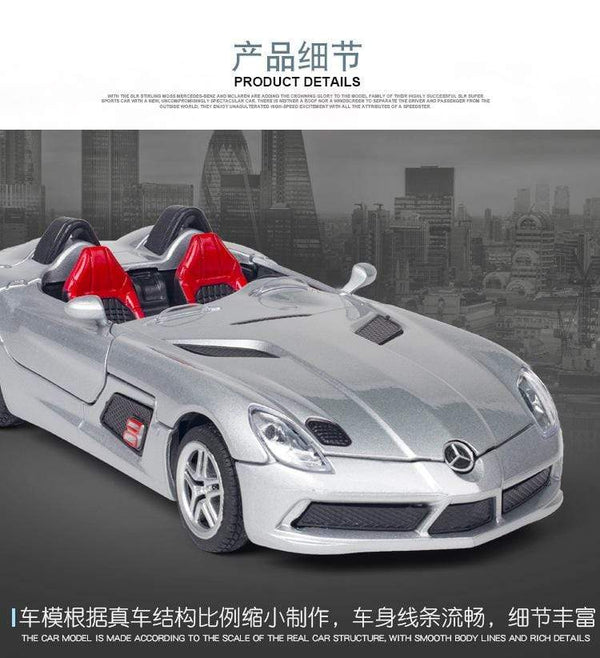 Planet Gates Diecast 1:32 Toy Car Mercedes Benz SLR Roadster Alloy Model Miniature Metal Vehicle Collection for Children Christmas Gifts Boys