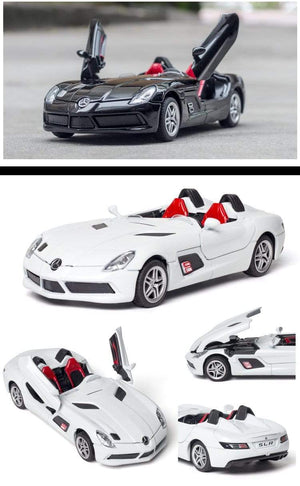 Planet Gates Diecast 1:32 Toy Car Mercedes Benz SLR Roadster Alloy Model Miniature Metal Vehicle Collection for Children Christmas Gifts Boys
