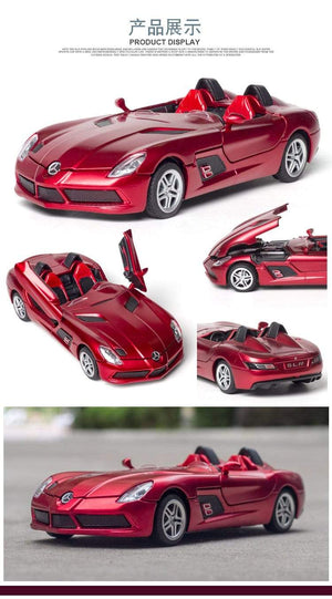 Planet Gates Diecast 1:32 Toy Car Mercedes Benz SLR Roadster Alloy Model Miniature Metal Vehicle Collection for Children Christmas Gifts Boys