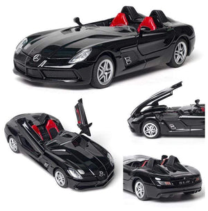 Planet Gates Diecast 1:32 Toy Car Mercedes Benz SLR Roadster Alloy Model Miniature Metal Vehicle Collection for Children Christmas Gifts Boys