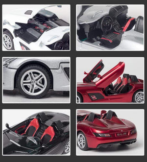 Planet Gates Diecast 1:32 Toy Car Mercedes Benz SLR Roadster Alloy Model Miniature Metal Vehicle Collection for Children Christmas Gifts Boys