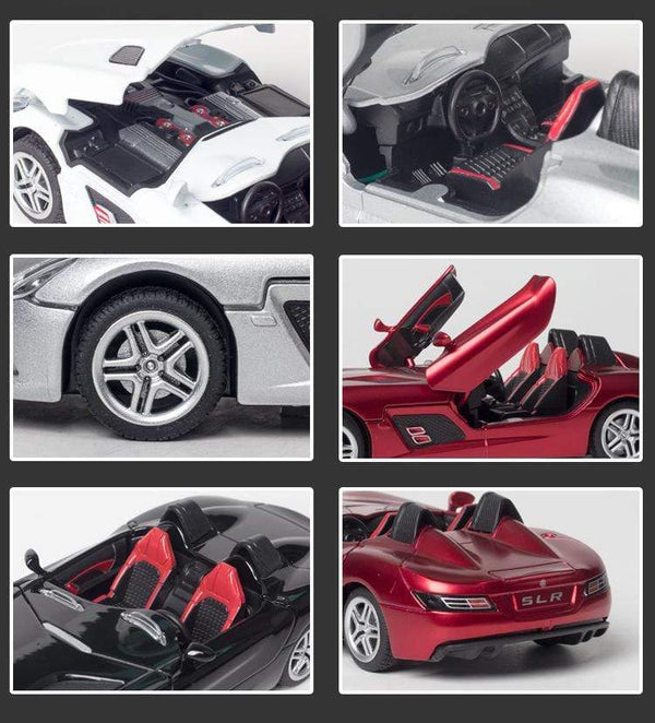 Planet Gates Diecast 1:32 Toy Car Mercedes Benz SLR Roadster Alloy Model Miniature Metal Vehicle Collection for Children Christmas Gifts Boys