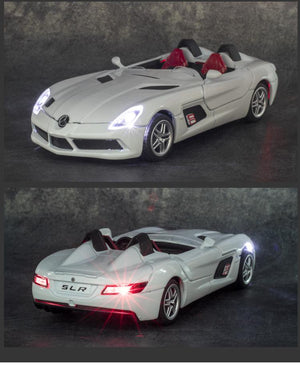 Planet Gates Diecast 1:32 Toy Car Mercedes Benz SLR Roadster Alloy Model Miniature Metal Vehicle Collection for Children Christmas Gifts Boys