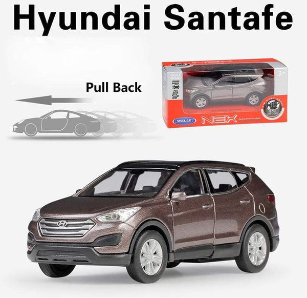 Planet Gates Diecast 1:36 Scale Hyundai Santa Fe Simulator Toy Vehicle Model Car Pull Back Alloy Metal Toy Car For Kids Gifts Collection