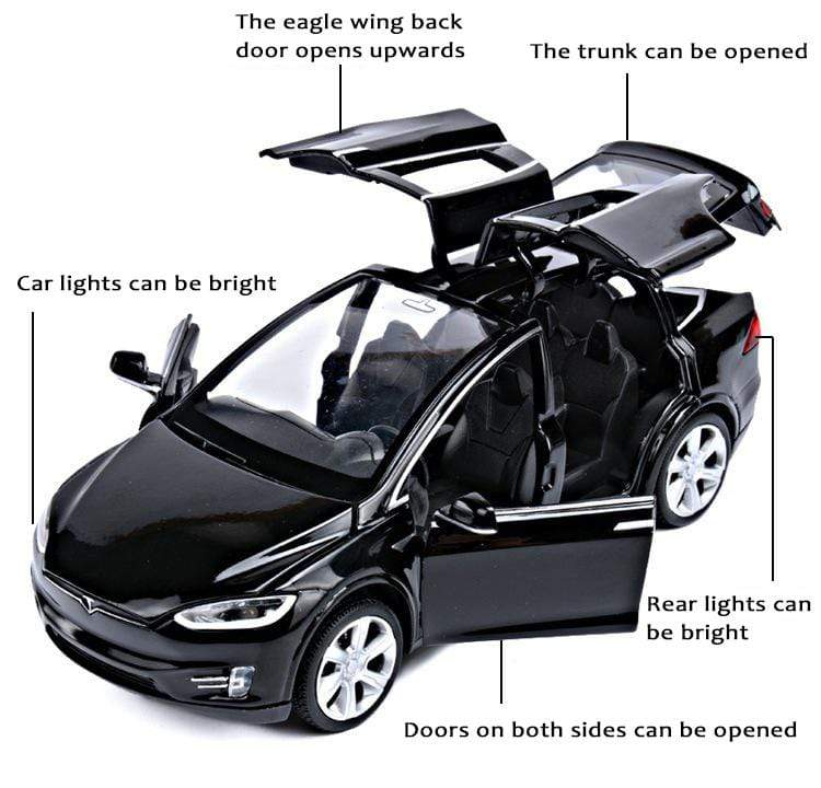 Planet Gates Diecast Model Cars 1:32 Alloy Tesla MODEL X Miniature Scale Metal Vehicles for Children Collection Boys Gifts Christmas Toy