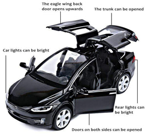 Planet Gates Diecast Model Cars 1:32 Alloy Tesla MODEL X Miniature Scale Metal Vehicles for Children Collection Boys Gifts Christmas Toy