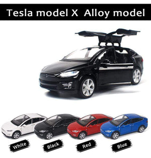 Planet Gates Diecast Model Cars 1:32 Alloy Tesla MODEL X Miniature Scale Metal Vehicles for Children Collection Boys Gifts Christmas Toy