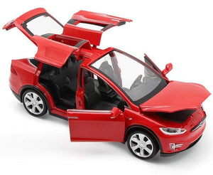 Planet Gates Diecast Model Cars 1:32 Alloy Tesla MODEL X Miniature Scale Metal Vehicles for Children Collection Boys Gifts Christmas Toy