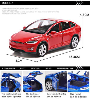 Planet Gates Diecast Model Cars 1:32 Alloy Tesla MODEL X Miniature Scale Metal Vehicles for Children Collection Boys Gifts Christmas Toy