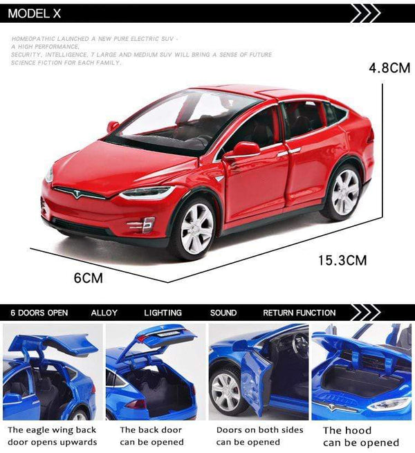 Planet Gates Diecast Model Cars 1:32 Alloy Tesla MODEL X Miniature Scale Metal Vehicles for Children Collection Boys Gifts Christmas Toy