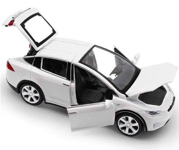 Planet Gates Diecast Model Cars 1:32 Alloy Tesla MODEL X Miniature Scale Metal Vehicles for Children Collection Boys Gifts Christmas Toy