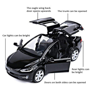 Planet Gates Diecast Model Cars 1:32 Alloy Tesla MODEL X Miniature Scale Metal Vehicles for Children Collection Boys Gifts Christmas Toy