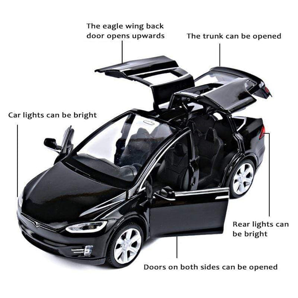 Planet Gates Diecast Model Cars 1:32 Alloy Tesla MODEL X Miniature Scale Metal Vehicles for Children Collection Boys Gifts Christmas Toy