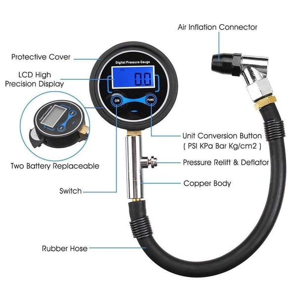 Planet Gates Digital Car Truck Vehicle Air Tire Pressure Inflator Gauge LCD Dial Meter Test Car Tire Pressure Gauge Meter
