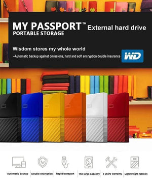 Digital My Passport HDD 1TB 2TB 4TB USB 3.0 Portable External Hard Drive Disk with HDD Cable Windows Mac