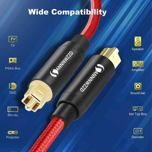 Planet Gates Digital Optical Audio Cable Toslink SPDIF Coaxial Cable for Amplifiers Blu-ray Player Xbox 360 Soundbar Fiber Cable