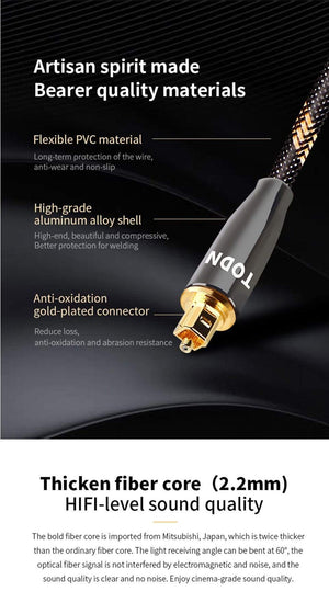Planet Gates Digital Optical Audio Toslink Cable Hi-end Fiber Optic Audio Cable for HIFI Video DVD TV DTS Dolby 5.1 7.1