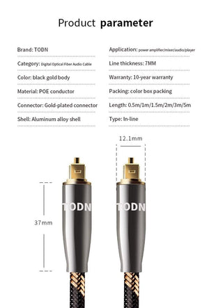 Planet Gates Digital Optical Audio Toslink Cable Hi-end Fiber Optic Audio Cable for HIFI Video DVD TV DTS Dolby 5.1 7.1